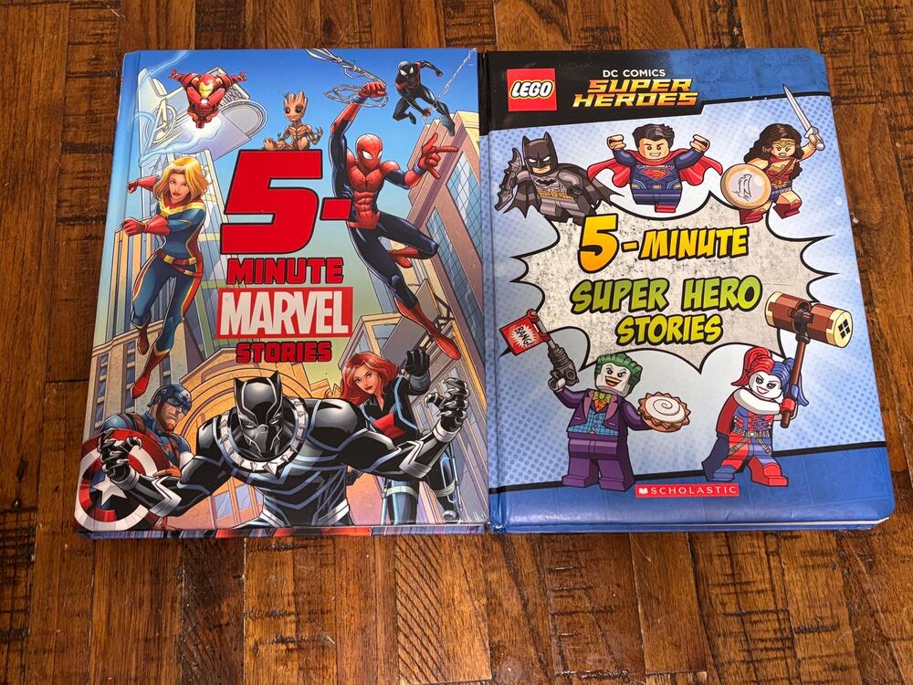 Lot of 2 Young Boys Girls Childern Kid Books Lego 5 Minute Super Hero Stories